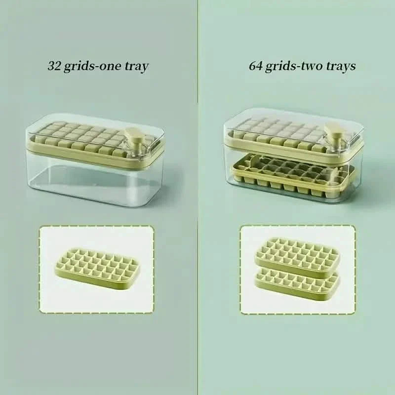 101oz. Ice Cube Tray Set - 64 Pcs Silicone Ice Cube Tray With Lid & Bin