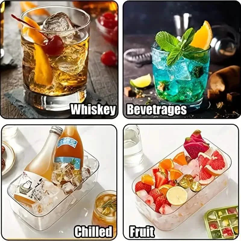 101oz. Ice Cube Tray Set - 64 Pcs Silicone Ice Cube Tray With Lid & Bin