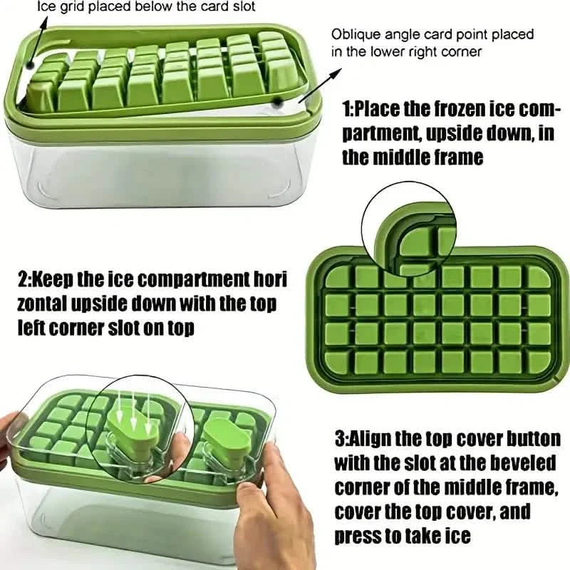 101oz. Ice Cube Tray Set - 64 Pcs Silicone Ice Cube Tray With Lid & Bin