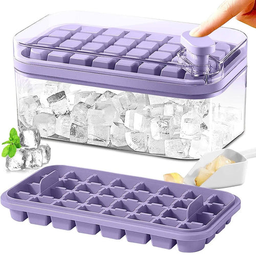101oz. Ice Cube Tray Set - 64 Pcs Silicone Ice Cube Tray With Lid & Bin